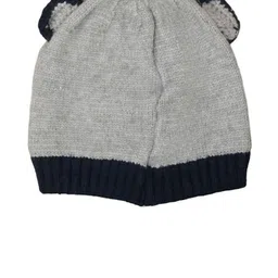 Yellow Bee Infant Boys Self Design Teddy Ears Woollen Beanie image 2
