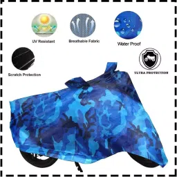 Auto Pearl Polyester Waterproof Two Wheeler Cover for Hero CD 100 SS,(Ocean Blue) image 3