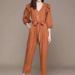 Label Ritu Kumar Tencel Basic Ruffled Jumpsuit with Belt-picture-21