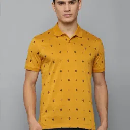 Louis Philippe Sport Yellow Cotton Slim Fit Printed Polo T-Shirt-image-8