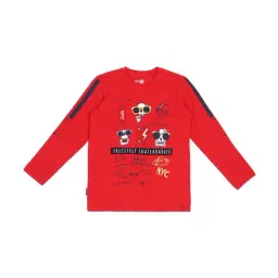 Gini & Jony Kids Red Cotton Graphic Print T-Shirt-picture-27