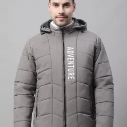 Cantabil Grey Regular Fit Hooded Quilted Jacket-image-26