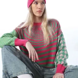 Only Green Regular Fit Striped Sweater image 4