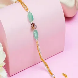 Accessher Gold-Tone Green Beads Dual Chain Adjustable Bracelet image 4