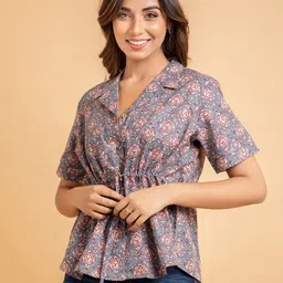 SUTI Floral Printed Cotton Waist Tie-Ups Top image 3