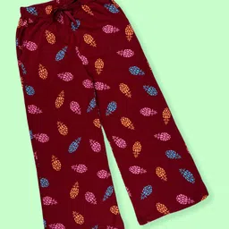 Kiddopanti Cotton Knit Pineapples Printed Flared Pajama - Maroon-image-95