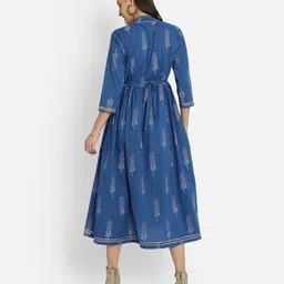 Zelena Maternity Three Fourth Sleeves Motif Print Kurti - Blue image 3