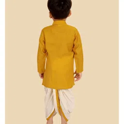 little desi Cotton Silk Woven Full Sleeves Solid Coordinating Dhoti Kurta Set - Gold image 3