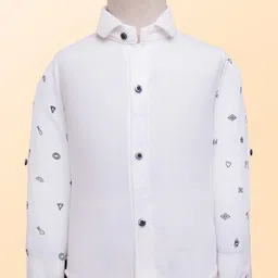 Rikidoos Full Sleeves Food Printed & Floral Applique Detailed 3 Piece Party Suit Set With Bow - Grey & White image 2