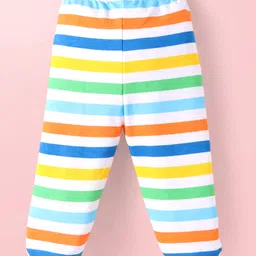 Babyhug Interlock Knit Bootie Leggings with Jungle Theme Print & Stripes Pack of 3 - Multicolor image 3