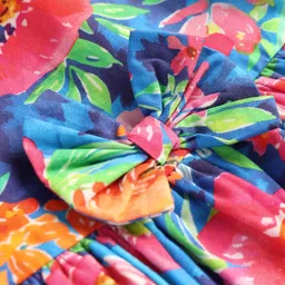 Babyhug Cotton Knit Half Sleeves Frock With Floral Print - Multicolor image 3