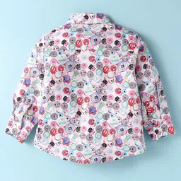 ToffyHouse Poplin Woven Full Sleeves Printed Party Shirt & Trouser Set With Bow & Suspender - White & Pink image 3