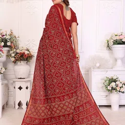 Divyadham Textiles Printed Zari Pure Cotton Bandhani Saree image 2