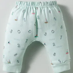 Zero Fleece Knit Full Length Printed Woollen Pants Pack of 3 - Pink Light Blue & Beige image 4