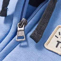 Bodycare Fleece Knit Full Sleeves Hooded Sweatjacket With Animal Embroidery - Royal Blue image 4