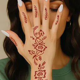 VOORKOMS Set Of 3 Mehndi Design Stencil Sticker image 5