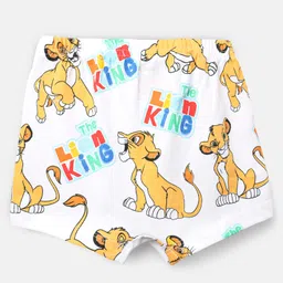 Babyhug Disney Cotton Knit Trunks With Stripes & Lion King Graphics Pack Of 3 - Light Blue White & Red image 5