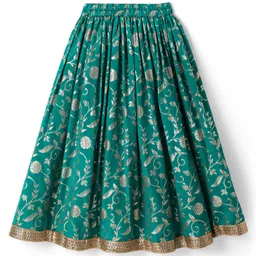Pine Kids Woven Half Sleeves Choli Lehenga Set with Dupatta & Zari Detailing - Mint image 5