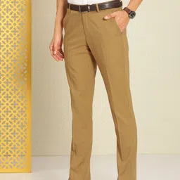 House of Pataudi Men Solid Regular Fit Rozana Formal Trousers image 3