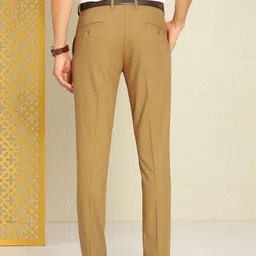 House of Pataudi Men Solid Regular Fit Rozana Formal Trousers image 4