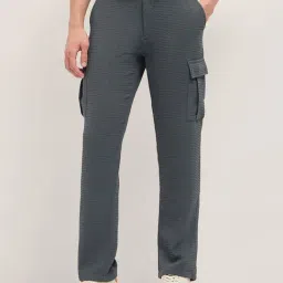 The Bear House Grey Straight Fit Casual Cargos-image-88