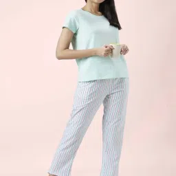 Dreamz by Pantaloons Green Cotton Printed Top Pyjamas Set image 4