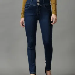 showoffff SHOWOFF Navy Solid High Rise Jeans image 1