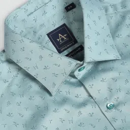 Arrow Green Slim Fit Printed Cotton Shirt image 4