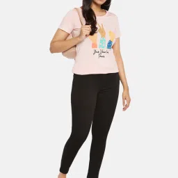 Honey by Pantaloons Baby Pink Cotton Printed T-Shirt image 4