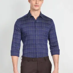 Arrow Blue Cotton Slim Fit Checks Shirt-picture-35