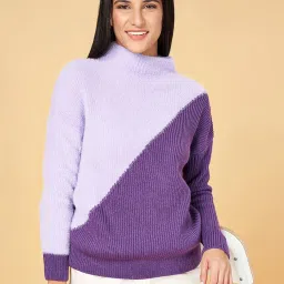 Honey by Pantaloons Purple Color-Block Sweater image 4
