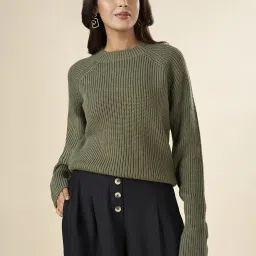 Akkriti by Pantaloons Green Regular Fit Sweater image 4