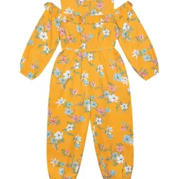 Budding Bees Kids Mustard Printed Jumpsuits image 1