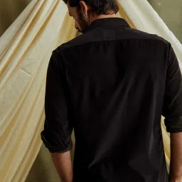 ANDAMEN Black Regular Fit Corduroy Shirt image 2