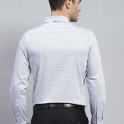 Monte Carlo Sky Blue Cotton Regular Fit Self Pattern Shirt image 2