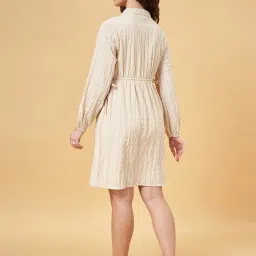 YU by Pantaloons Beige Self Pattern A-Line Dress image 2