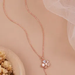 GC Jewelery Rose Gold-Plated Pearls & Crystals Studded Floral Pendants with Chains-image-0