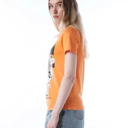Only Orange Cotton Regular Fit Printed T-Shirt image 5