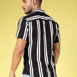 Rigo Black Slim Fit Striped Shirt image 2