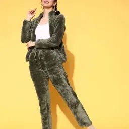 Sweet Dreams Olive Green Plain Track Suit-image-0