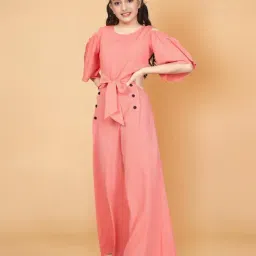 Fashion Dream Girls Peach Solid Jumpsuit-image-89