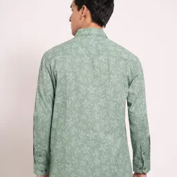 Peregrine By Pantaloons Green Cotton Regular Fit Printed Shirt image 2