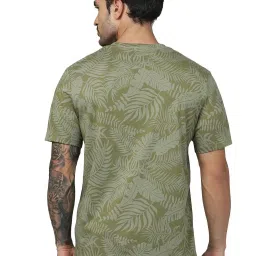 celio celio* Khaki Regular Fit Printed Cotton Crew T-Shirt image 2