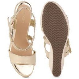 Iconics Women's Gold Ankle Strap Wedges image 4