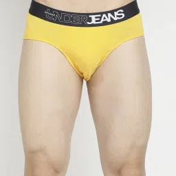 UnderJeans by Spykar Yellow & Navy Regular Fit Briefs image 4