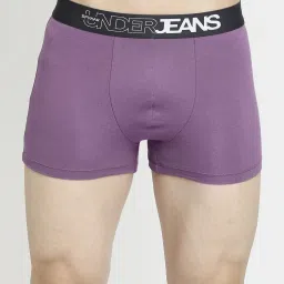 UnderJeans by Spykar Purple & Black Regular Fit Trunks - Pack Of 2 image 4