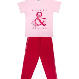 Todd N Teen Kids Printed Pink & Red T-Shirt with Pyjamas-image-7