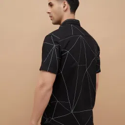 Code By Lifestyle Black Slim Fit Printed Shirt image 2