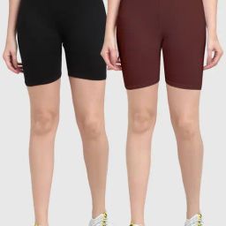 Gracit Black & Brown Cotton Sports Shorts - Pack Of 2-picture-38