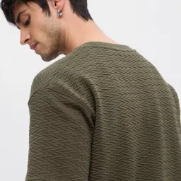 The Souled Store Green Loose Fit Texture T-Shirt image 2